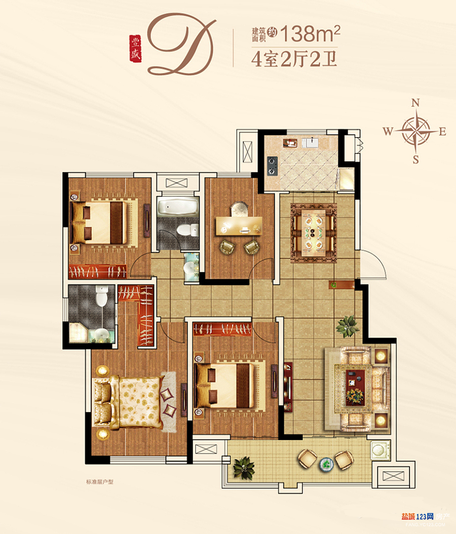 名望府 61璞玥_名望府 61璞玥户型图_盐城123房产